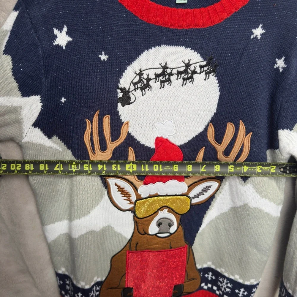 Holiday Hype Ugly Christmas Sweater Reindeer Drink Holder Pouch Men's‎ M